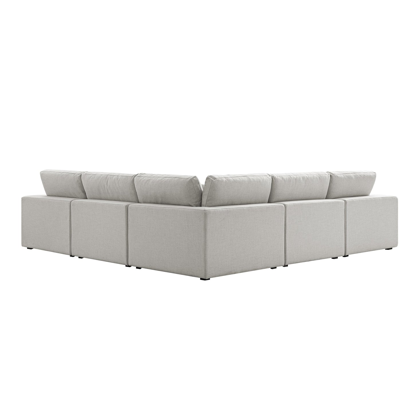Lutyens Light Grey Linen Blend Modular Sofa, 5-Piece Corner Set
