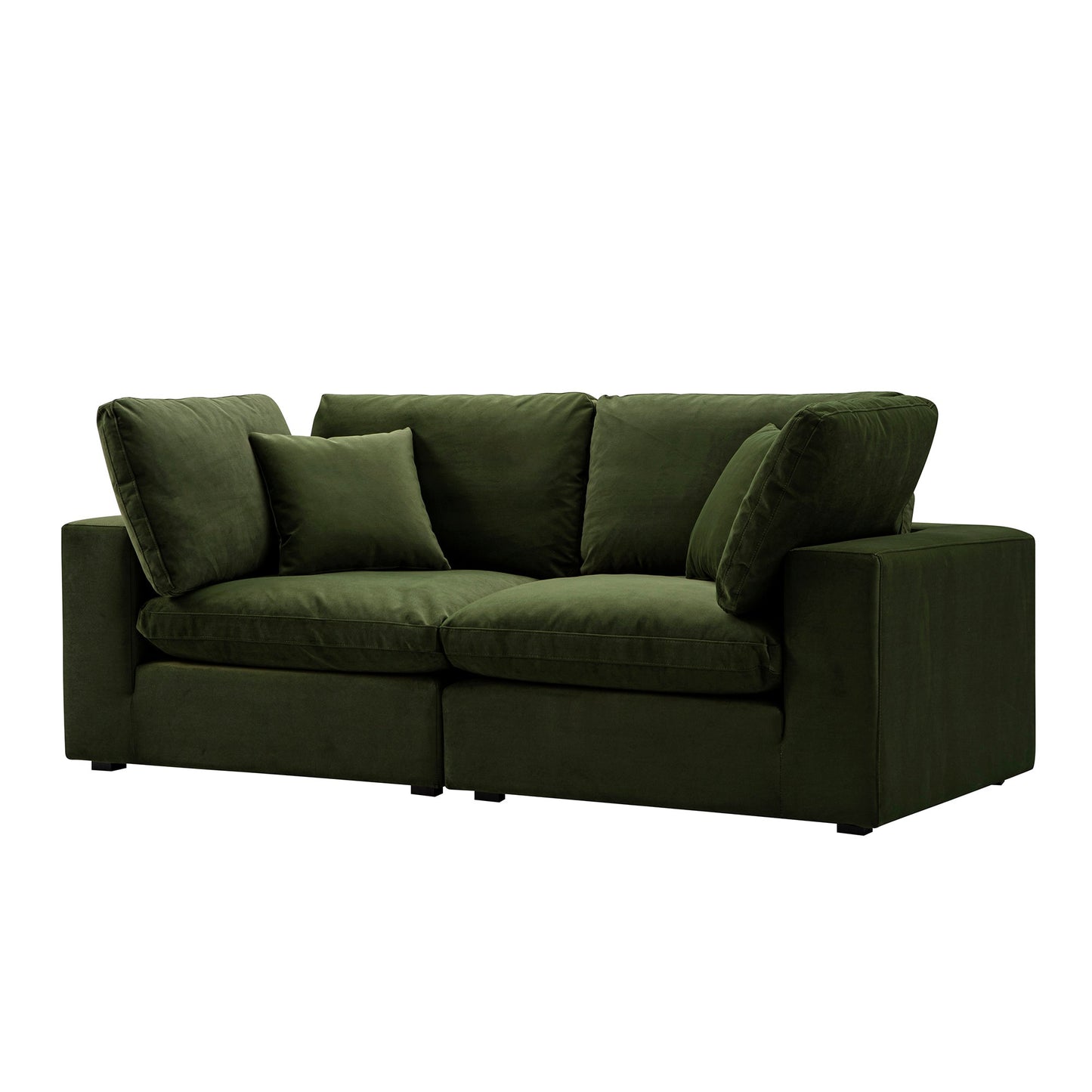 Lutyens Moss Green Velvet Modular Sofa, 2-Piece