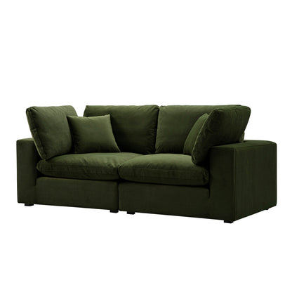 Lutyens Moss Green Velvet Modular Sofa, 2-Piece