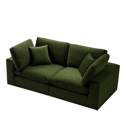 Lutyens Moss Green Velvet Modular Sofa, 2-Piece