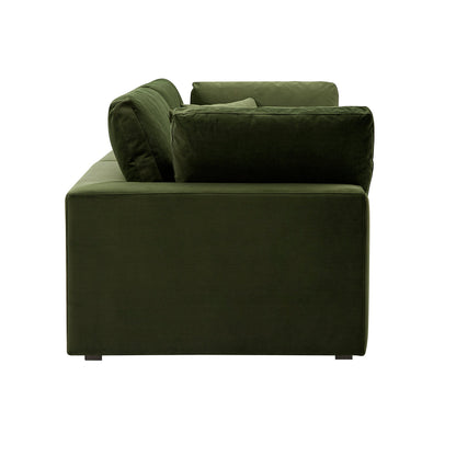 Lutyens Moss Green Velvet Modular Sofa, 2-Piece