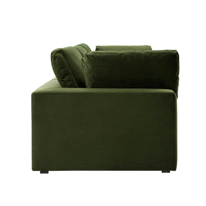 Lutyens Moss Green Velvet Modular Sofa, 3-Piece