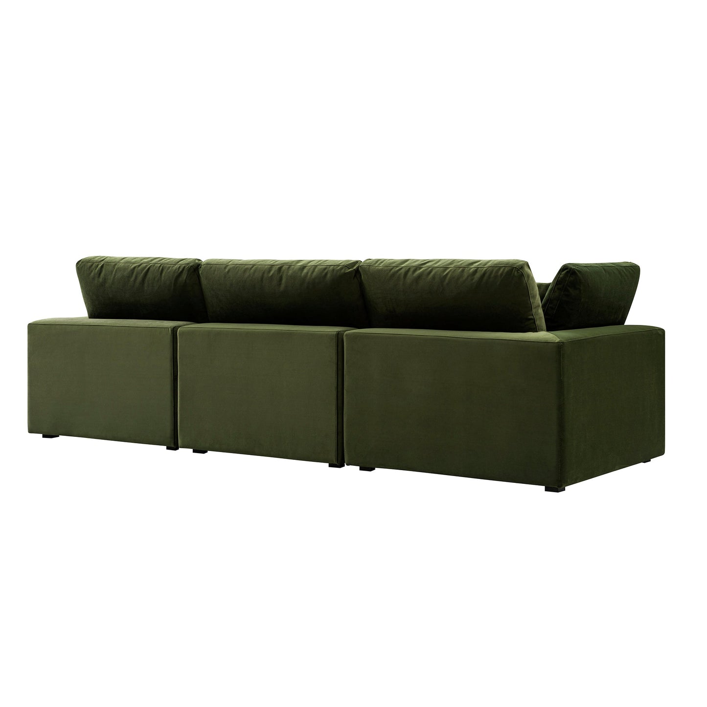 Lutyens Moss Green Velvet Modular Sofa, 3-Piece