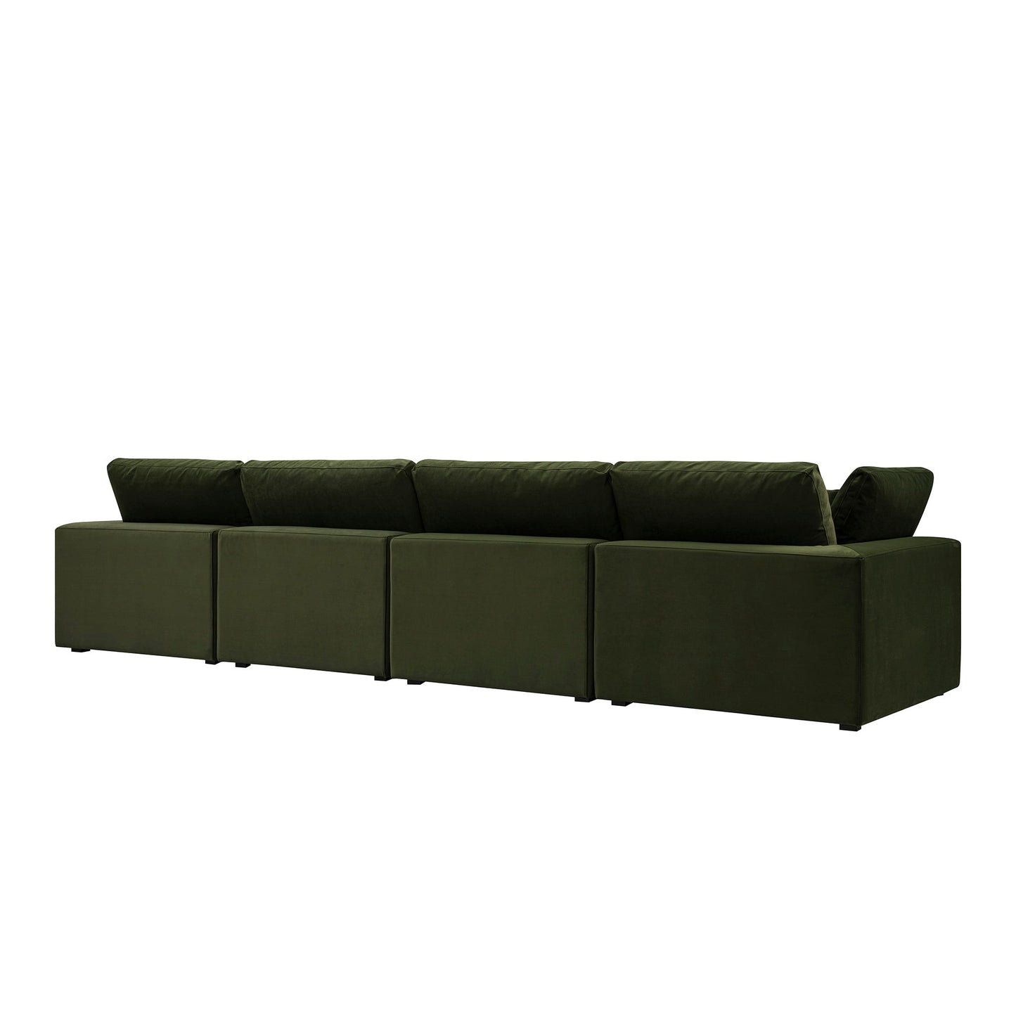 Lutyens Moss Green Velvet Modular Sofa, 4-Piece