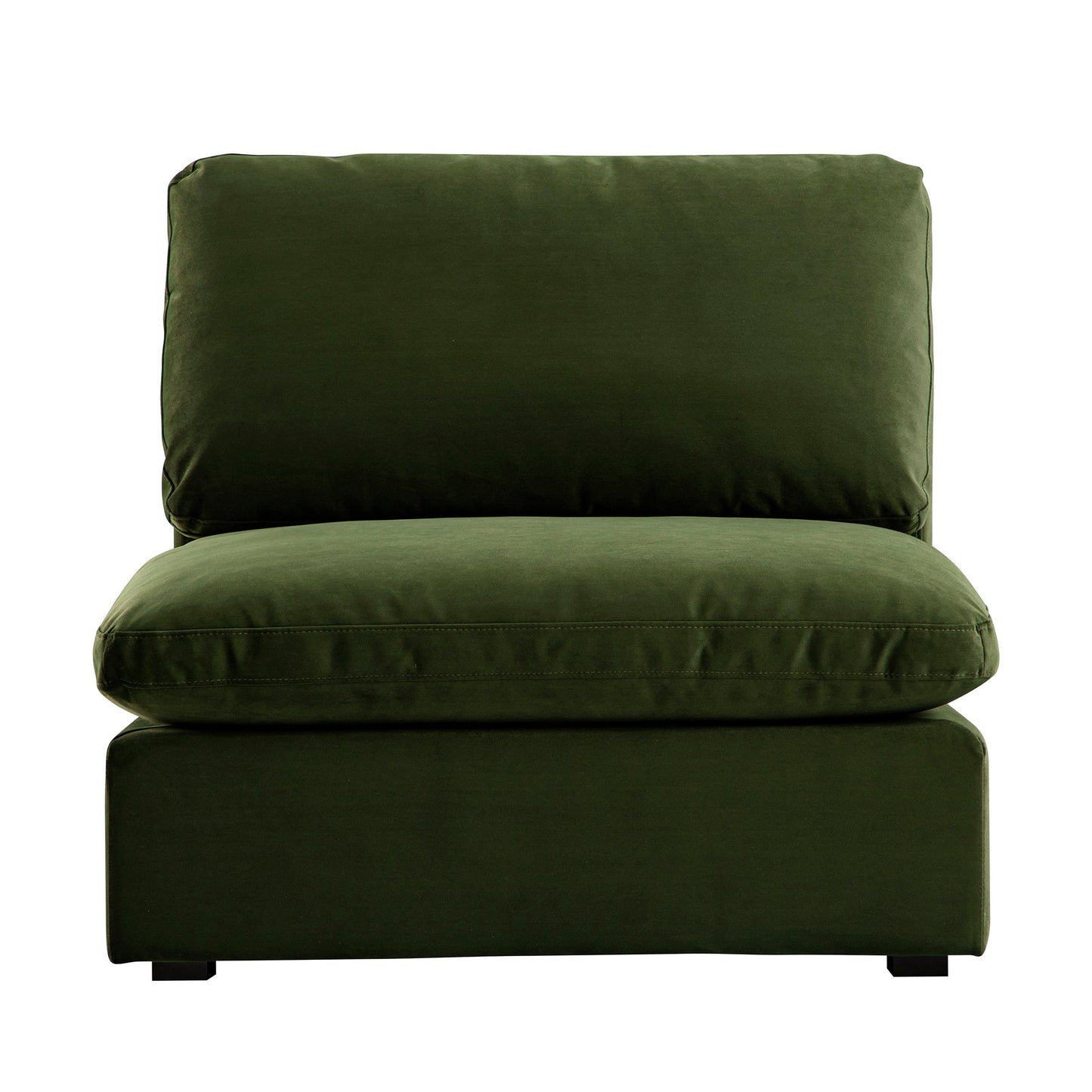 Lutyens Moss Green Velvet Modular Sofa, Armless Seat