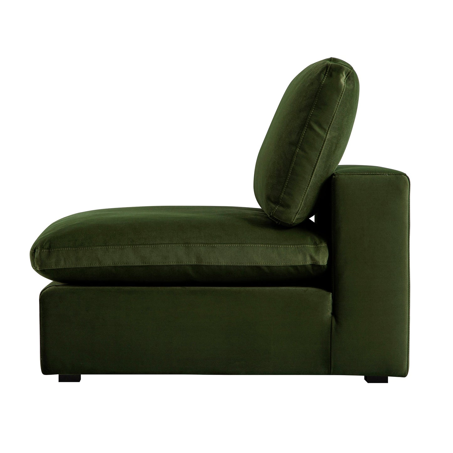 Lutyens Moss Green Velvet Modular Sofa, Armless Seat