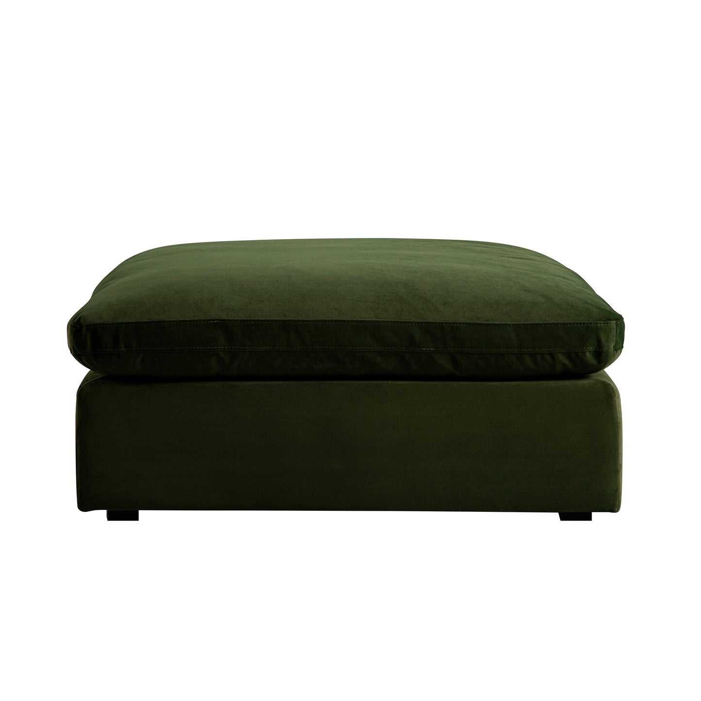 Lutyens Moss Green Velvet Modular Sofa, Stool