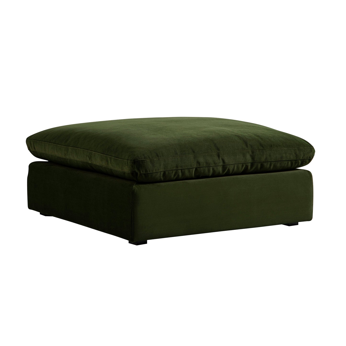 Lutyens Moss Green Velvet Modular Sofa, Stool