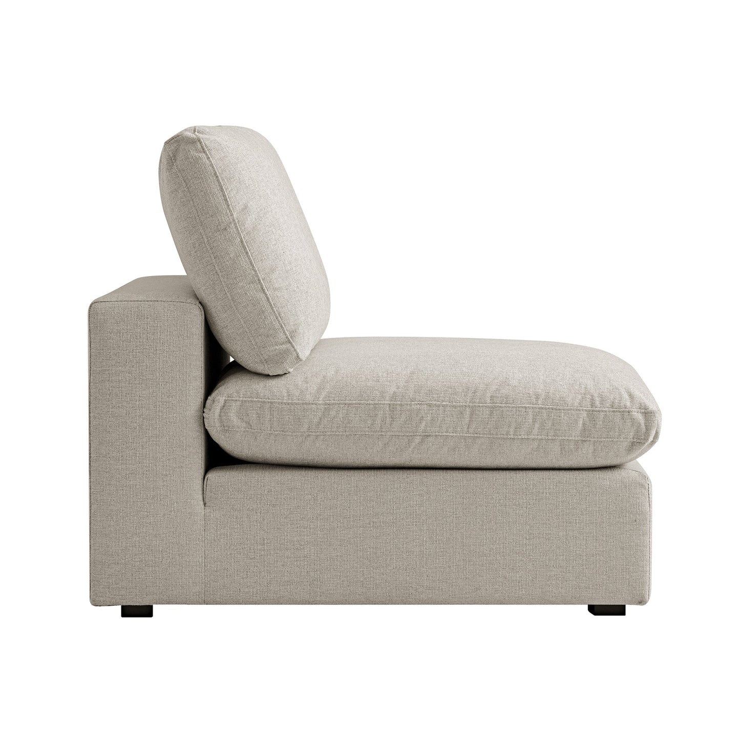 Lutyens Oatmeal Weave Fabric Modular Sofa, Armless Seat