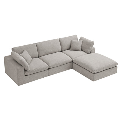 Lutyens Taupe Boucle Modular Sofa, 3-Piece Chaise