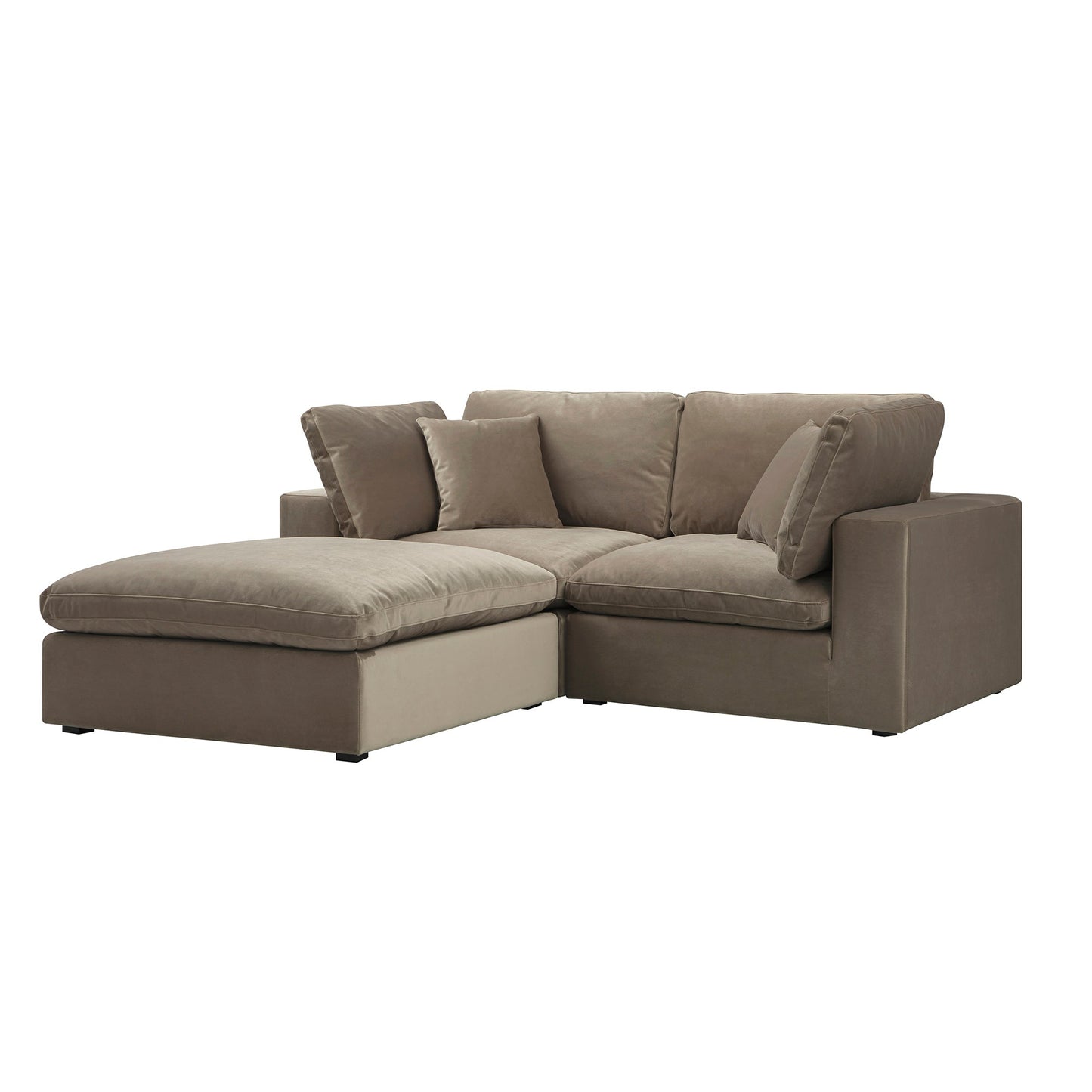 Lutyens Taupe Velvet Modular Sofa, 2-Piece Chaise