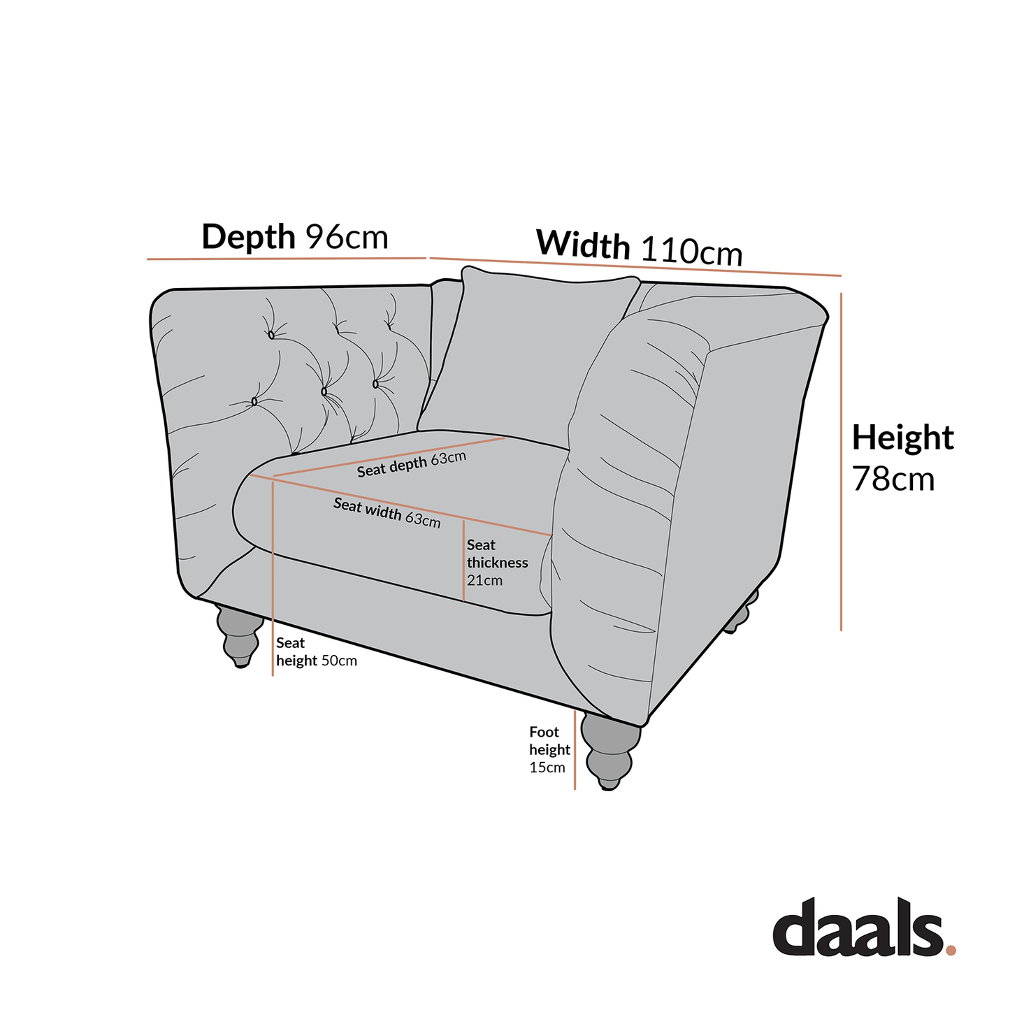 Ashby Chesterfield Armchair, Oatmeal Chenille