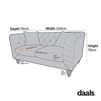 Ashby Chesterfield 2-Seater Sofa, Taupe Chenille