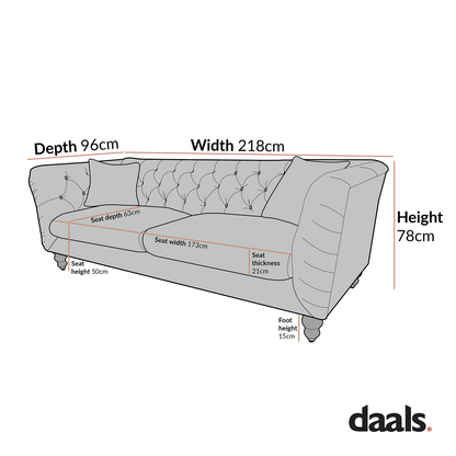Ashby Chesterfield Large 3-Seater Sofa, Taupe Chenille