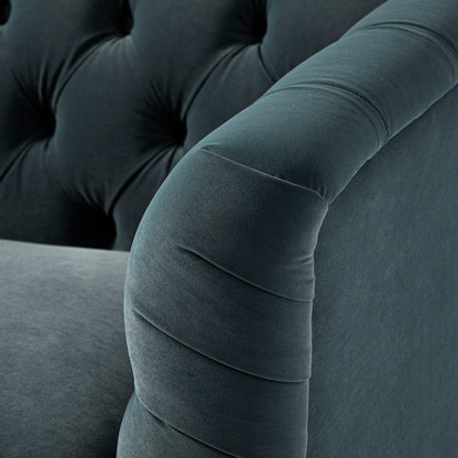 Ashby Chesterfield Armchair, Aegean Blue Velvet