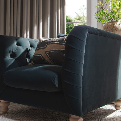 Ashby Chesterfield Armchair, Aegean Blue Velvet