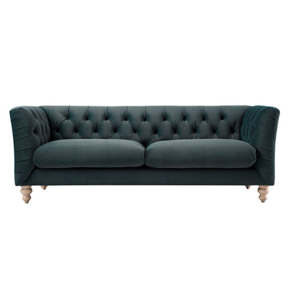 Ashby Chesterfield Large 3-Seater Sofa, Aegean Blue Velvet