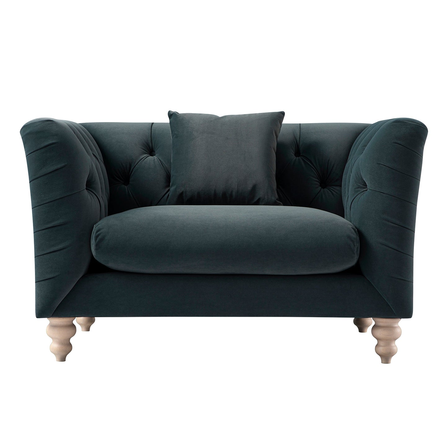 Ashby Chesterfield Loveseat, Aegean Blue Velvet