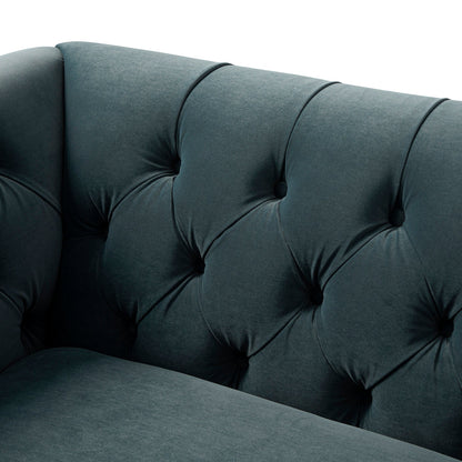 Ashby Chesterfield Loveseat, Aegean Blue Velvet