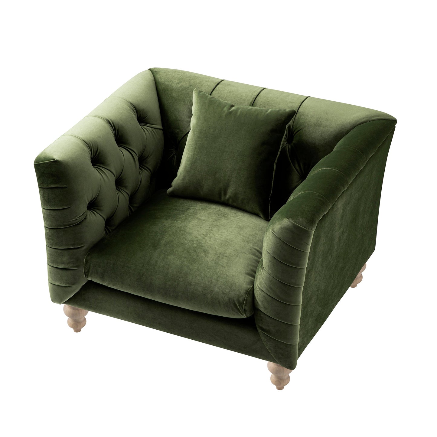 Ashby Chesterfield Armchair, Fern Green Velvet