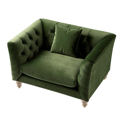 Ashby Chesterfield Loveseat, Fern Green Velvet