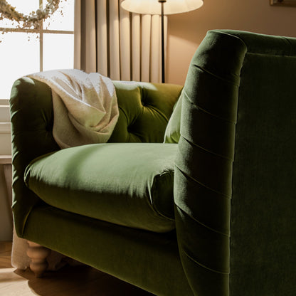 Ashby Chesterfield Loveseat, Fern Green Velvet