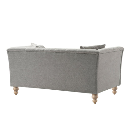 Ashby Chesterfield 2-Seater Sofa, Mist Grey Chenille