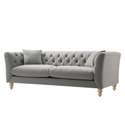 Ashby Chesterfield Large 3-Seater Sofa, Mist Grey Chenille