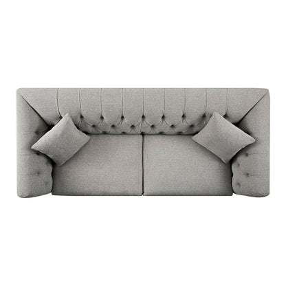 Ashby Chesterfield Large 3-Seater Sofa, Mist Grey Chenille