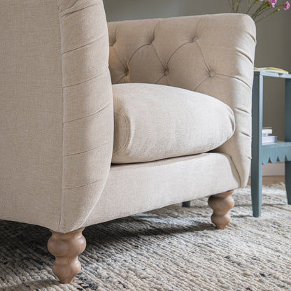 Ashby Chesterfield Armchair, Oatmeal Chenille
