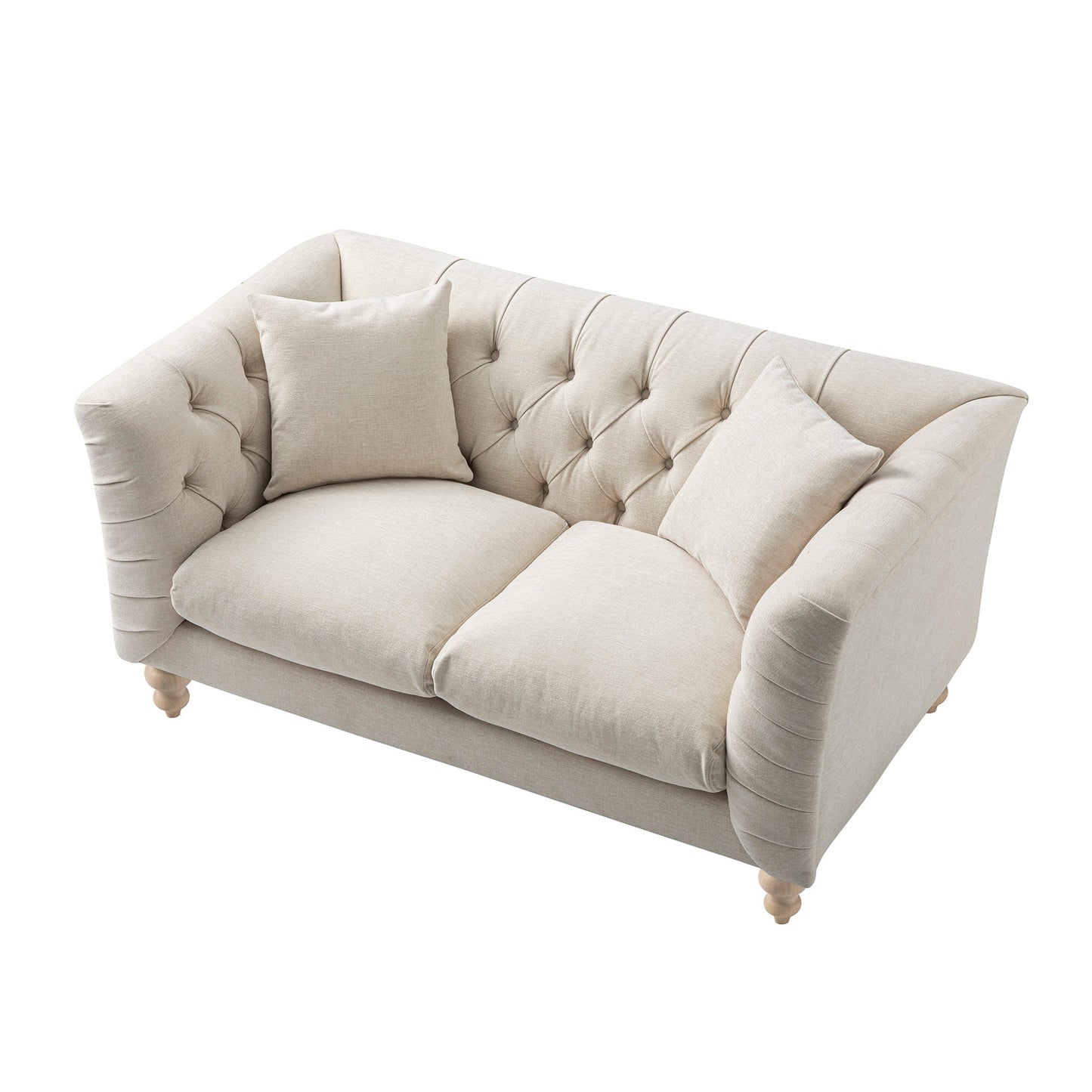 Ashby Chesterfield 2-Seater Sofa, Oatmeal Chenille