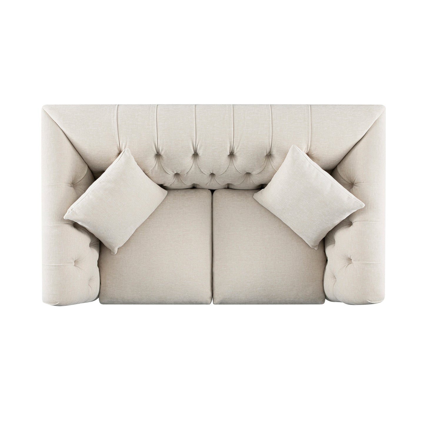 Ashby Chesterfield 2-Seater Sofa, Oatmeal Chenille
