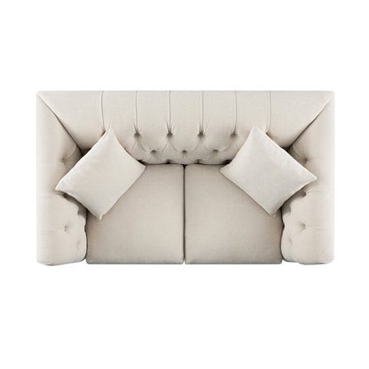 Ashby Chesterfield 2-Seater Sofa, Oatmeal Chenille