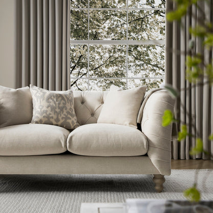 Ashby Chesterfield 2-Seater Sofa, Oatmeal Chenille