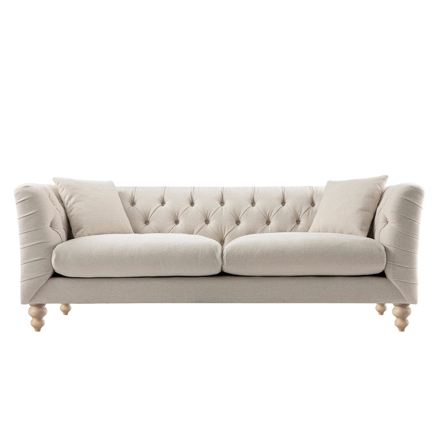 Ashby Chesterfield Large 3-Seater Sofa, Oatmeal Chenille