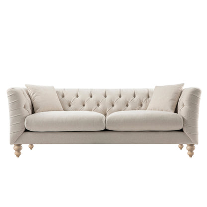 Ashby Chesterfield Large 3-Seater Sofa, Oatmeal Chenille