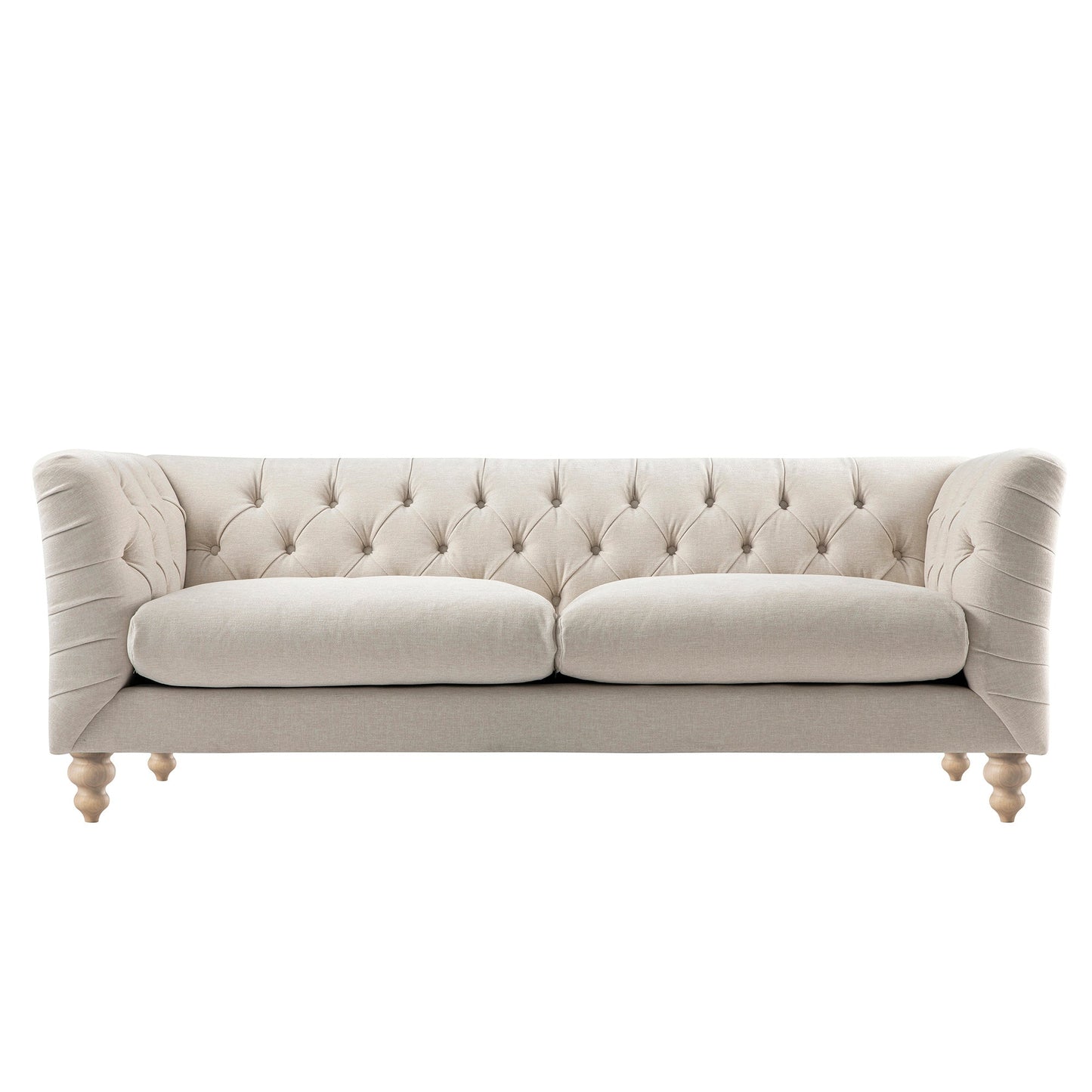 Ashby Chesterfield Large 3-Seater Sofa, Oatmeal Chenille