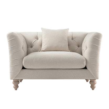 Ashby Chesterfield Loveseat, Oatmeal Chenille