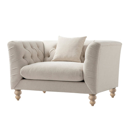 Ashby Chesterfield Loveseat, Oatmeal Chenille