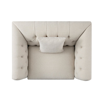 Ashby Chesterfield Loveseat, Oatmeal Chenille