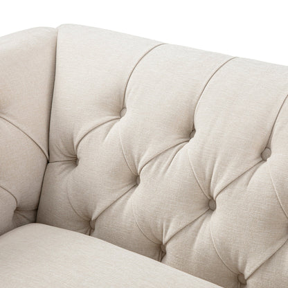 Ashby Chesterfield Loveseat, Oatmeal Chenille