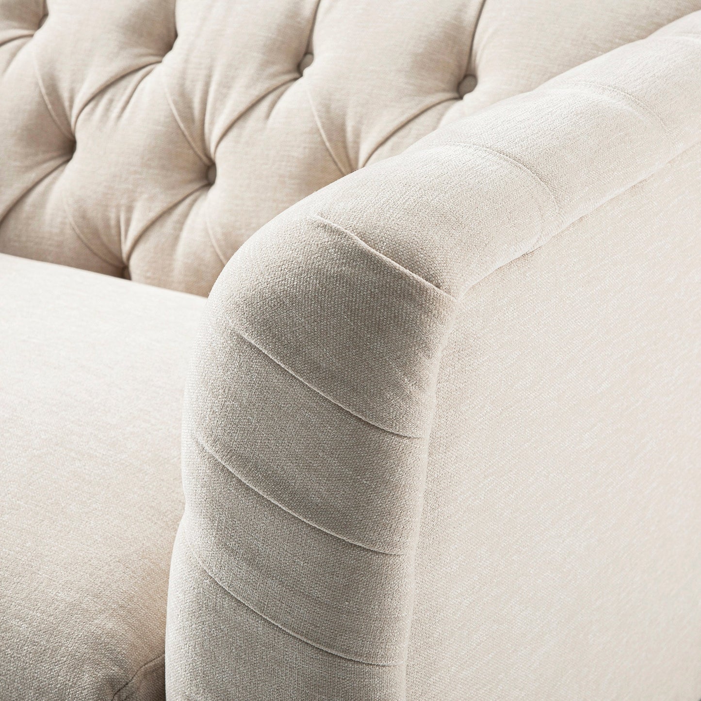Ashby Chesterfield Loveseat, Oatmeal Chenille