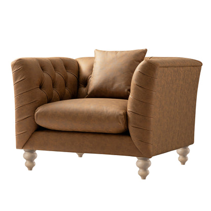 Ashby Chesterfield Armchair, Tan Faux Leather