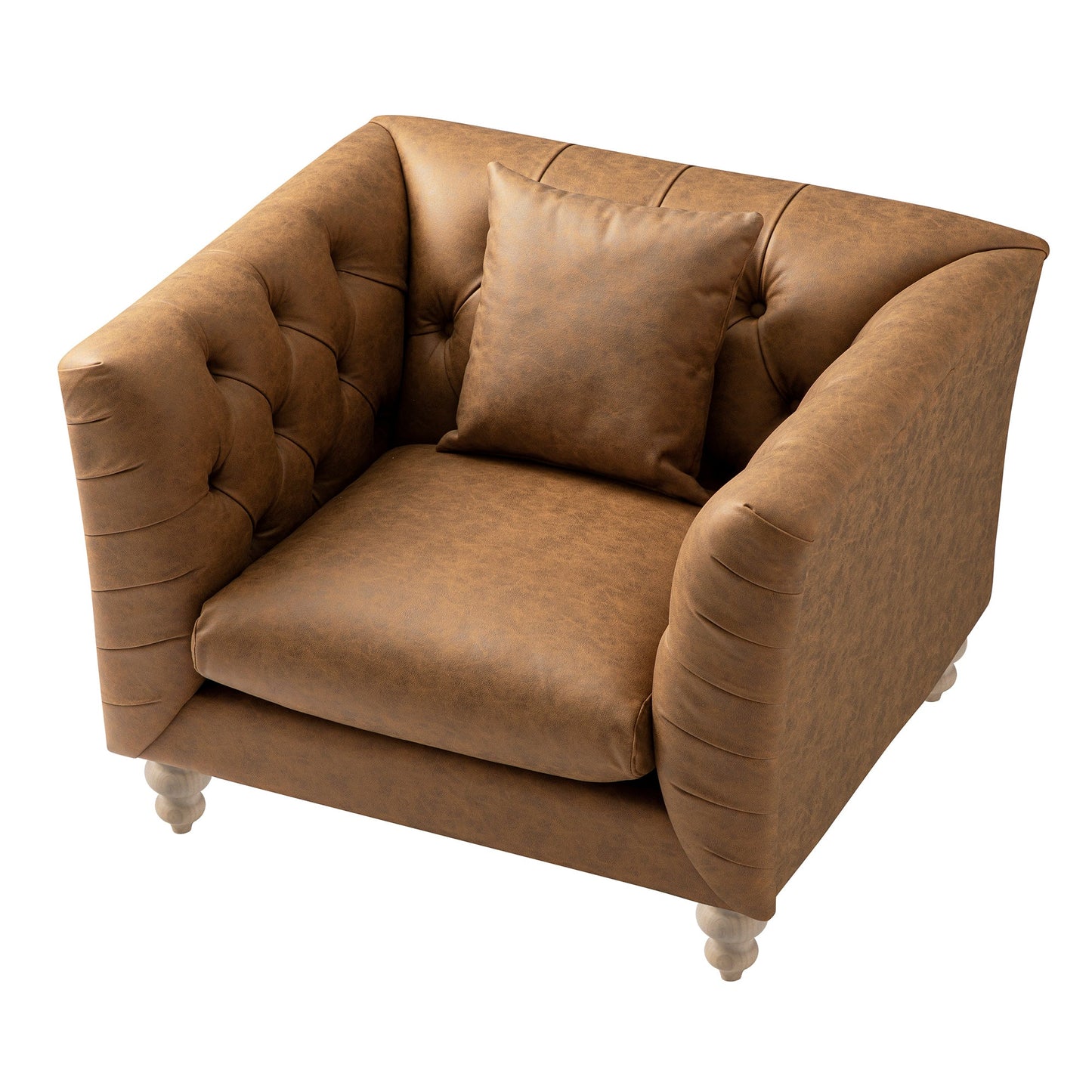 Ashby Chesterfield Armchair, Tan Faux Leather