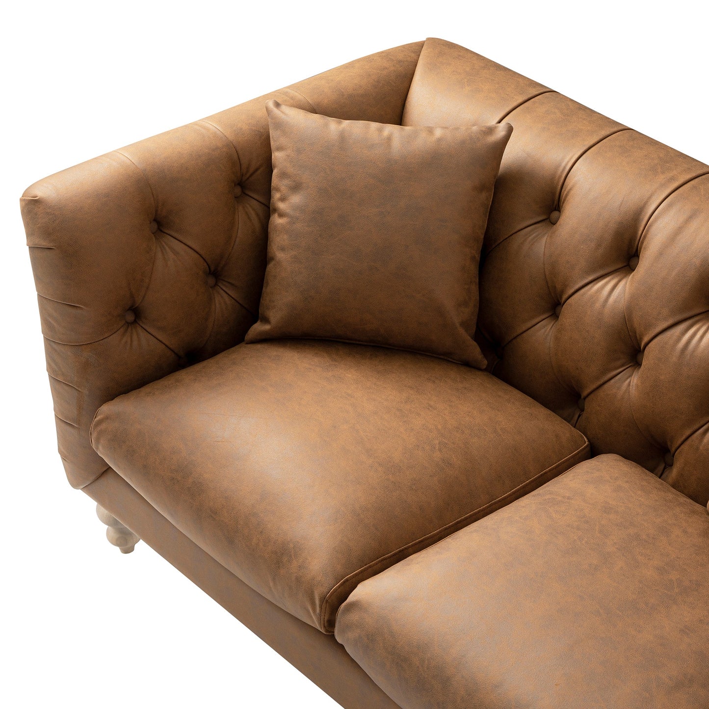 Ashby Chesterfield 2-Seater Sofa, Tan Faux Leather