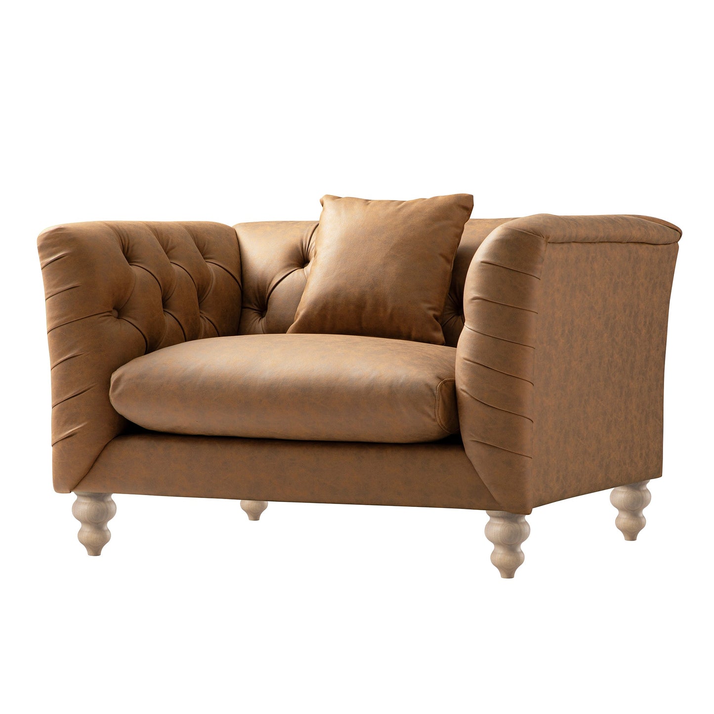 Ashby Chesterfield Loveseat, Tan Faux Leather