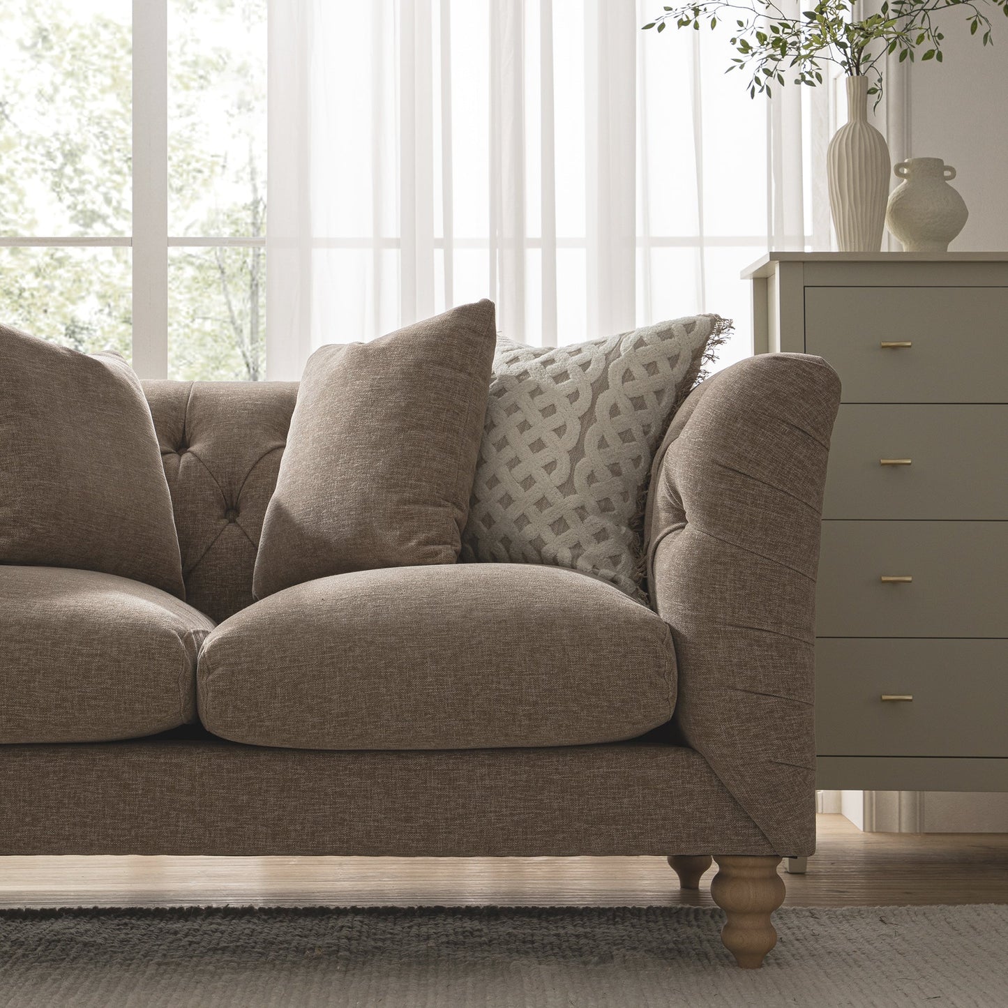 Ashby Chesterfield 2-Seater Sofa, Taupe Chenille