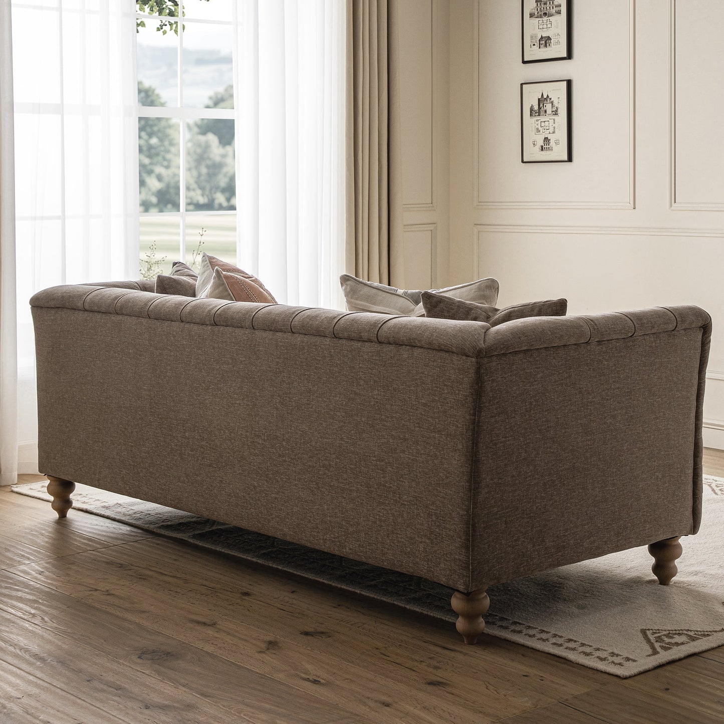 Ashby Chesterfield Large 3-Seater Sofa, Taupe Chenille