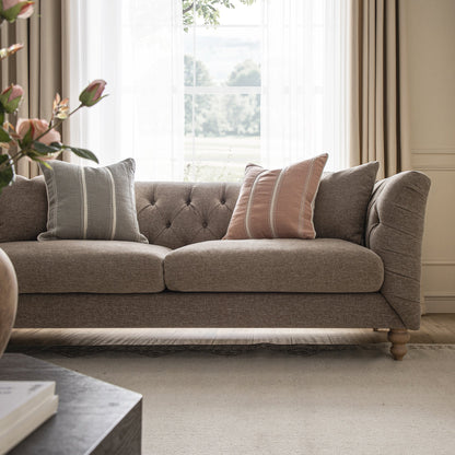 Ashby Chesterfield Large 3-Seater Sofa, Taupe Chenille