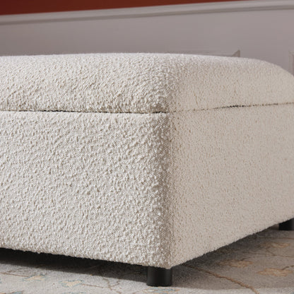 Magda Fold-Out Small Double Bed in an Ottoman, Beige Boucle